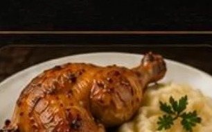 Pollo asado dorado con puré casero